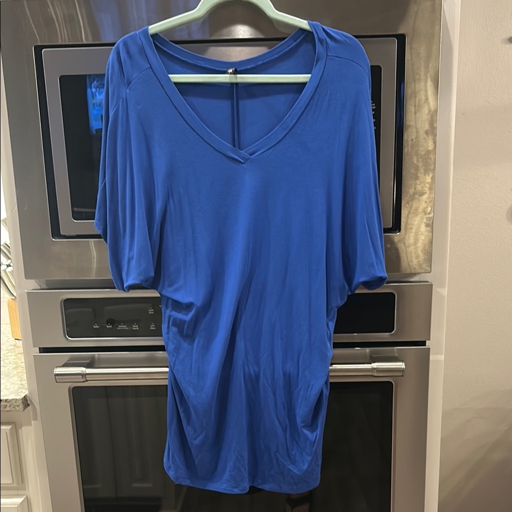 Chic Blue V-Neck Women's Blouse